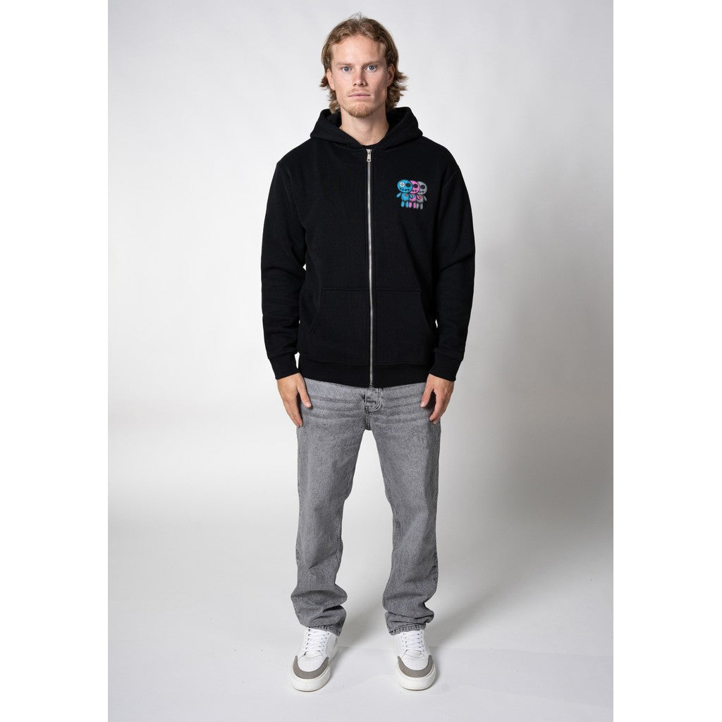 WRONG FRIENDS JUBA ZIPPED HOODIE HOODIES BLACK