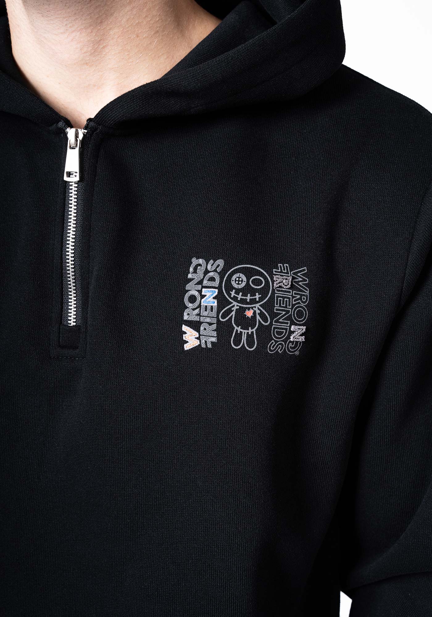 WRONG FRIENDS NELSON HALF ZIP HOODIE HOODIES BLACK