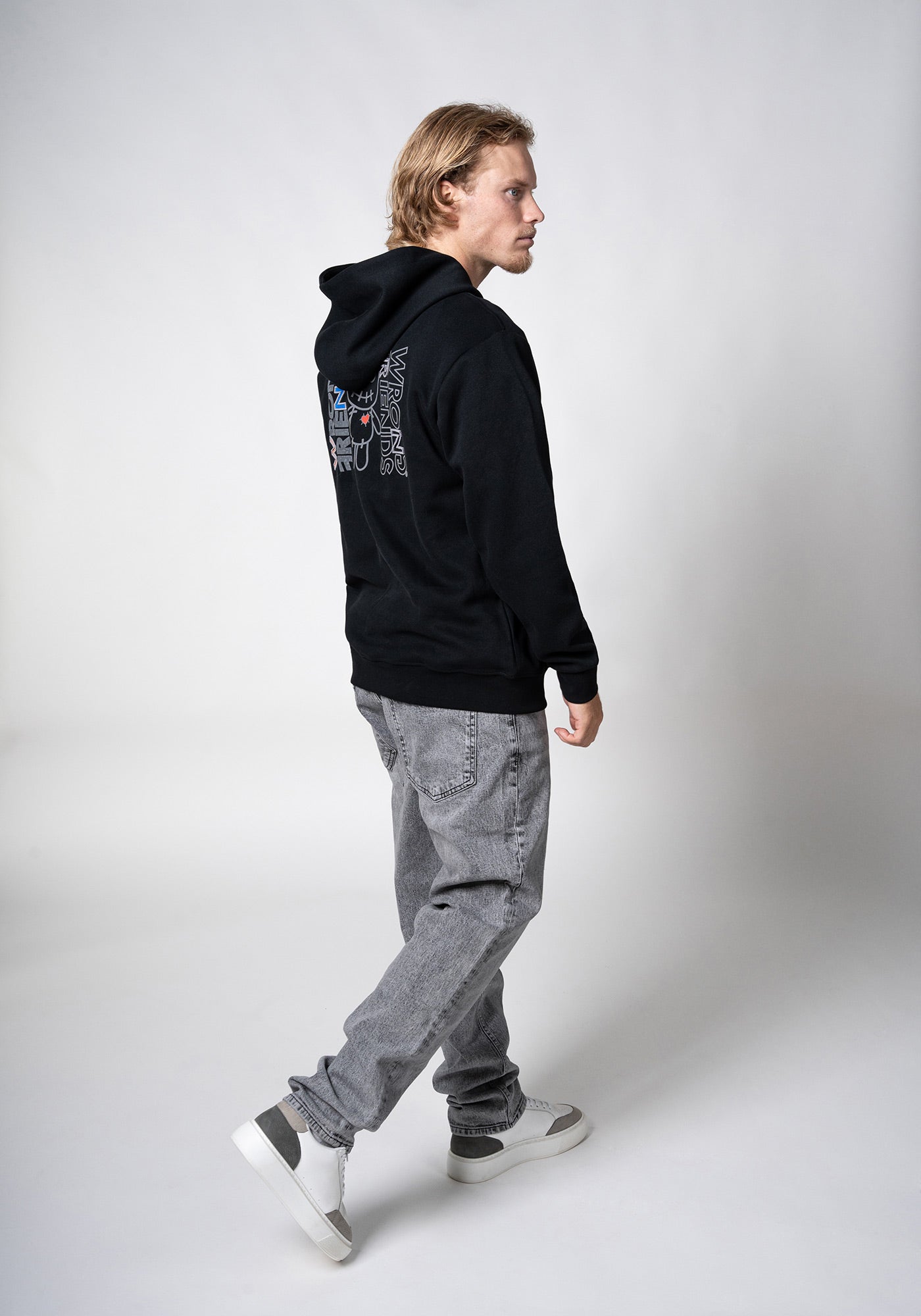 WRONG FRIENDS NELSON HALF ZIP HOODIE HOODIES BLACK