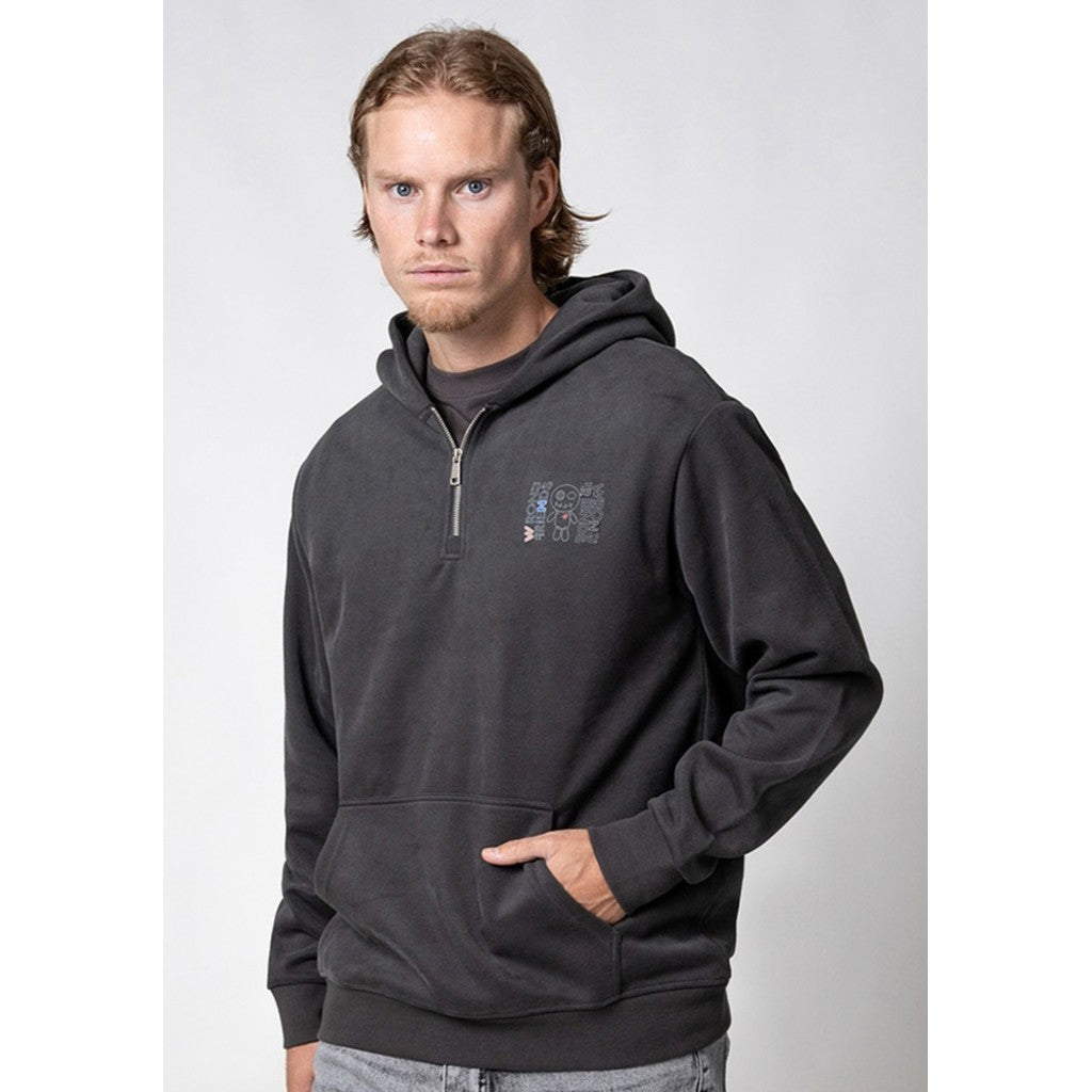 WRONG FRIENDS NELSON HALF ZIP HOODIE HOODIES STONE GREY
