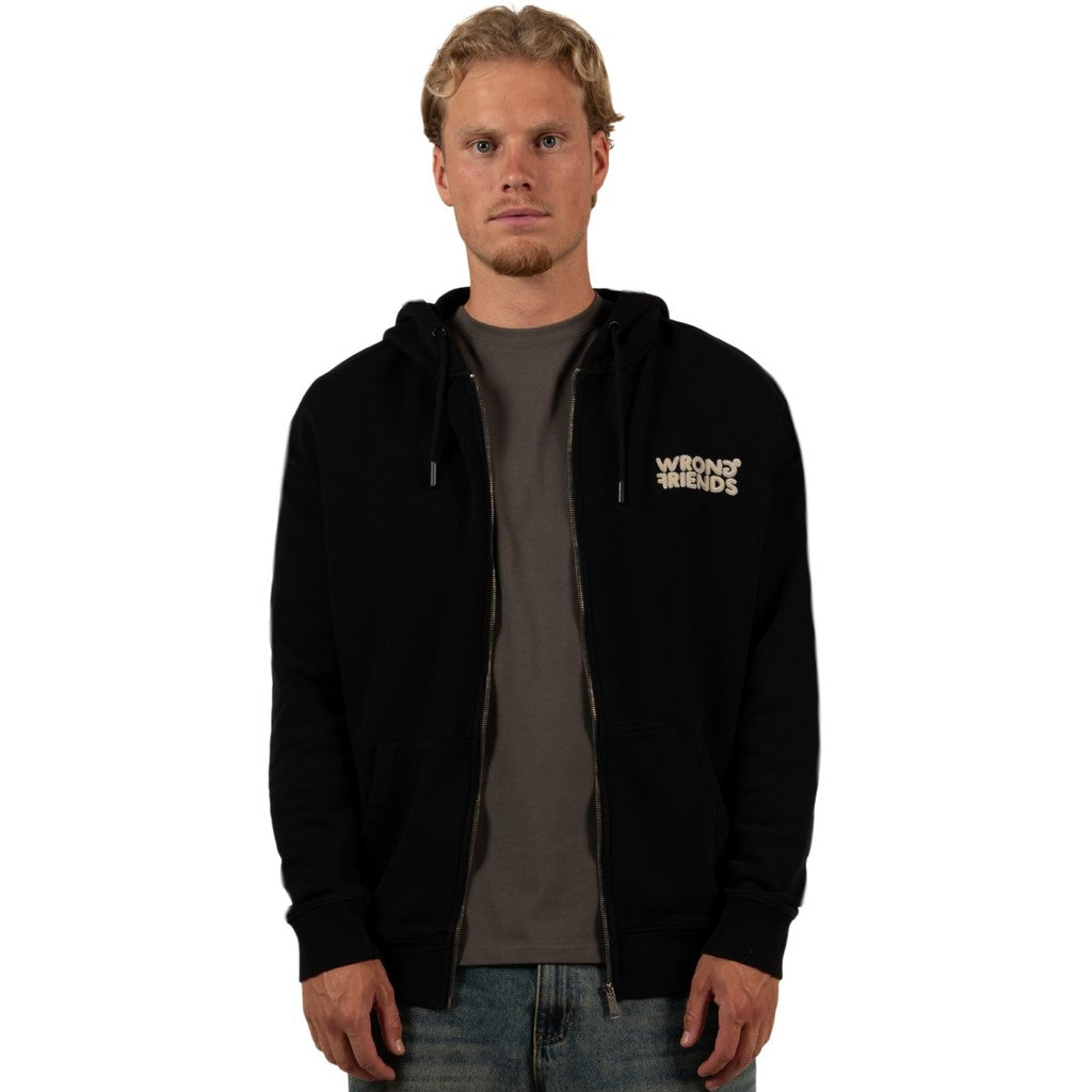 WRONG FRIENDS OXFORD ZIPPED HOODIE HOODIES BLACK