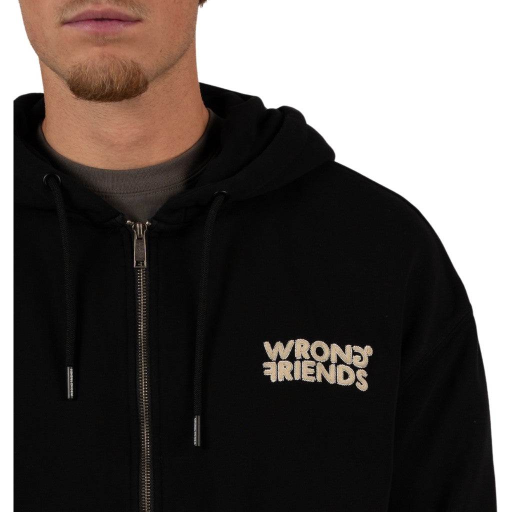 WRONG FRIENDS OXFORD ZIPPED HOODIE HOODIES BLACK