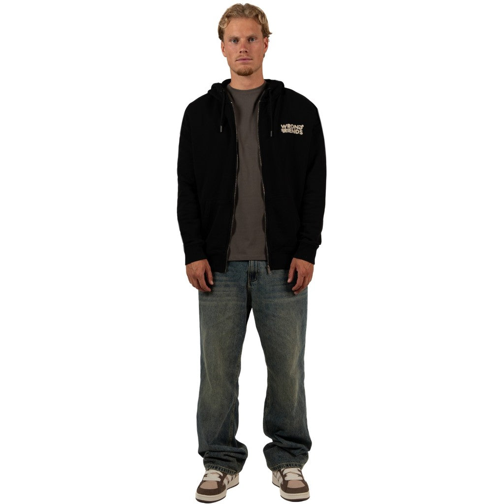 WRONG FRIENDS OXFORD ZIPPED HOODIE HOODIES BLACK
