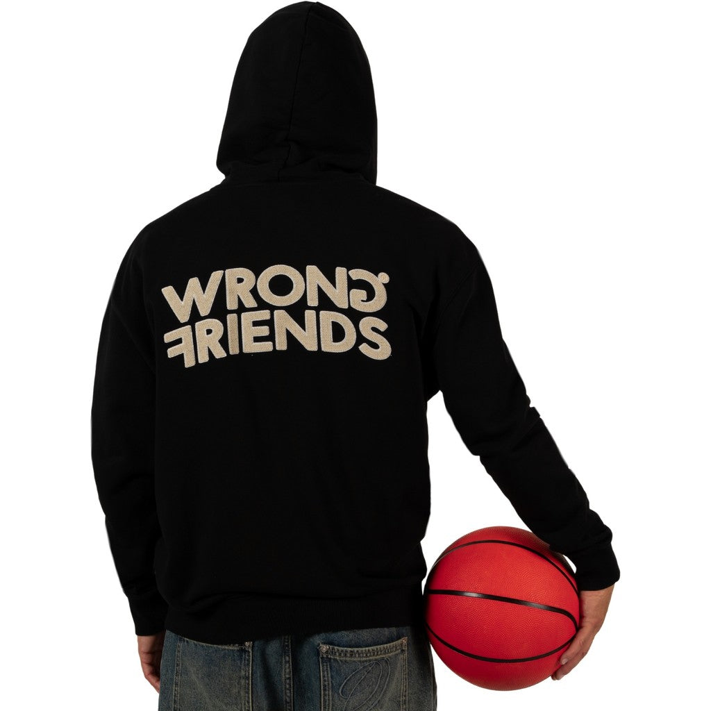 WRONG FRIENDS OXFORD ZIPPED HOODIE HOODIES BLACK