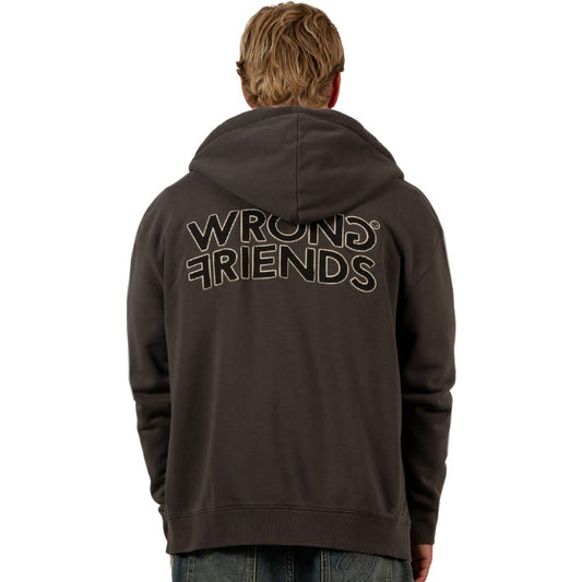 WRONG FRIENDS OXFORD ZIPPED HOODIE HOODIES GREY