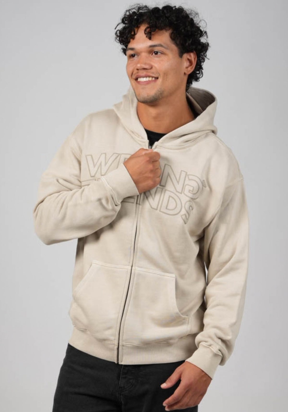 WRONG FRIENDS PORI ZIPPED HOODIE HOODIES SAND