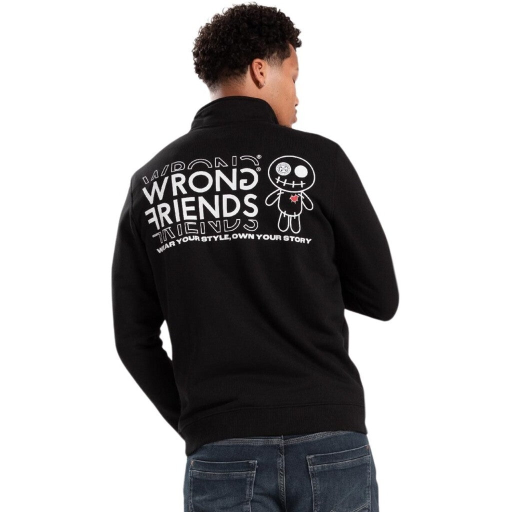 VICHY HALF ZIP SWEATER - BLACK - WRONG FRIENDS