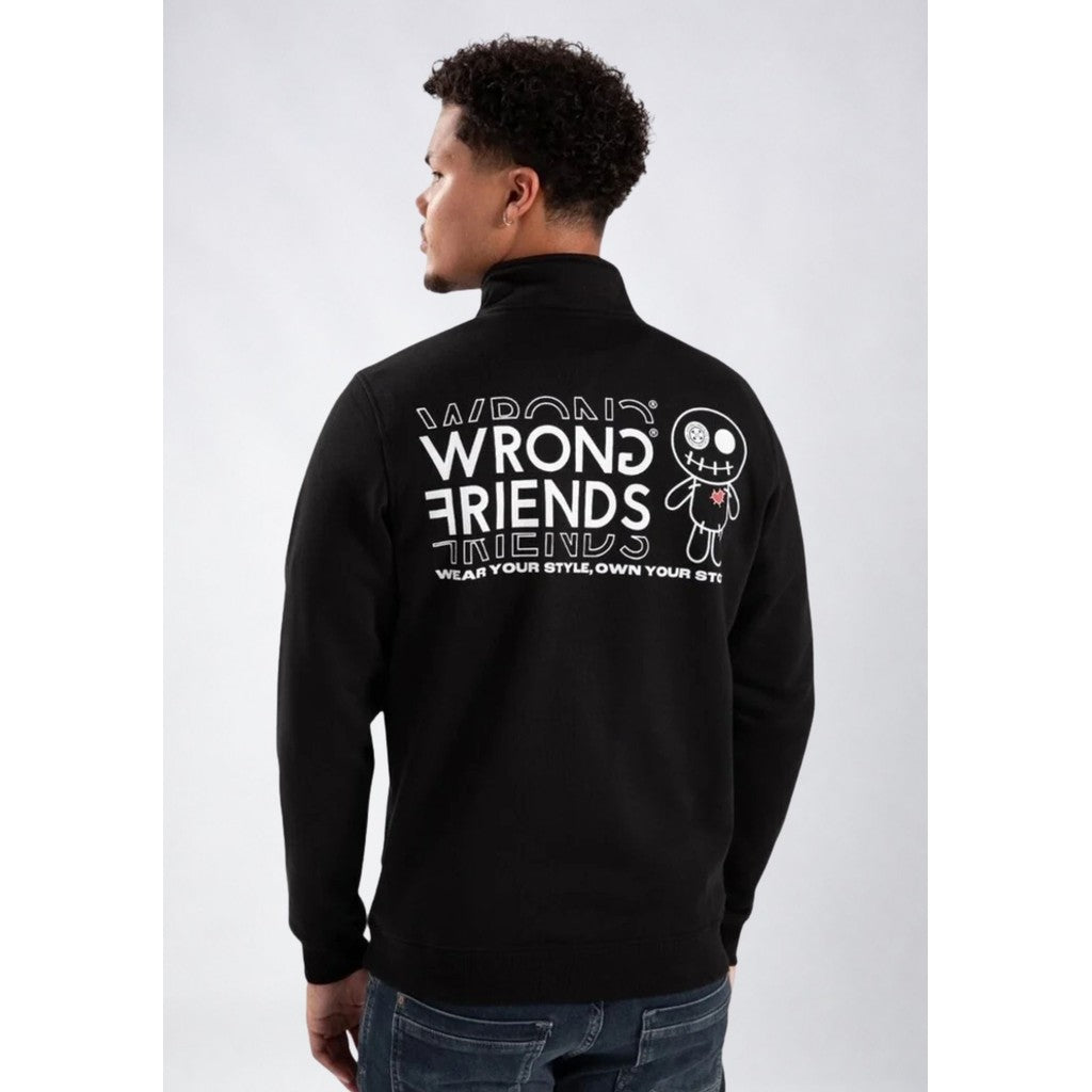 WRONG FRIENDS VICHY HALF ZIP SWEATER SWEATERS BLACK