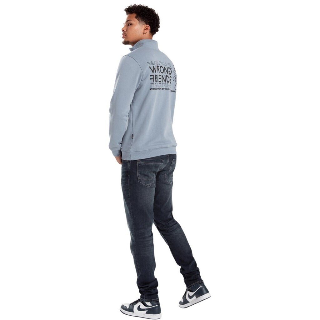 VICHY HALF ZIP SWEATER - LIGHT BLUE - WRONG FRIENDS